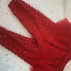 Leggings charming with tulle skirt metallic print pants